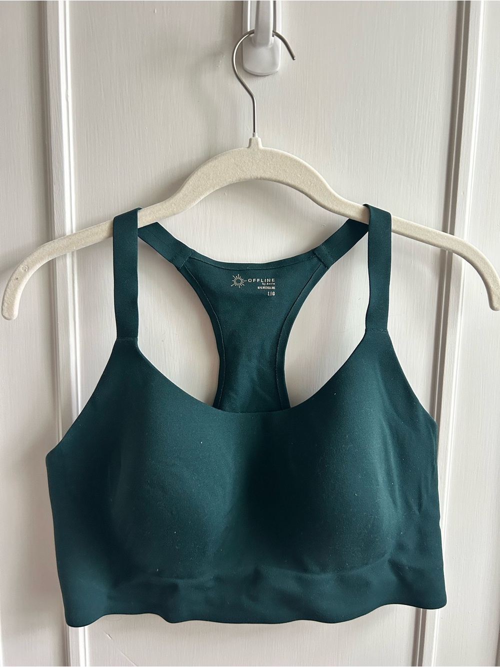 OFFLINE By Aerie Real Me Hold Up! Racerback Sports Bra in Green